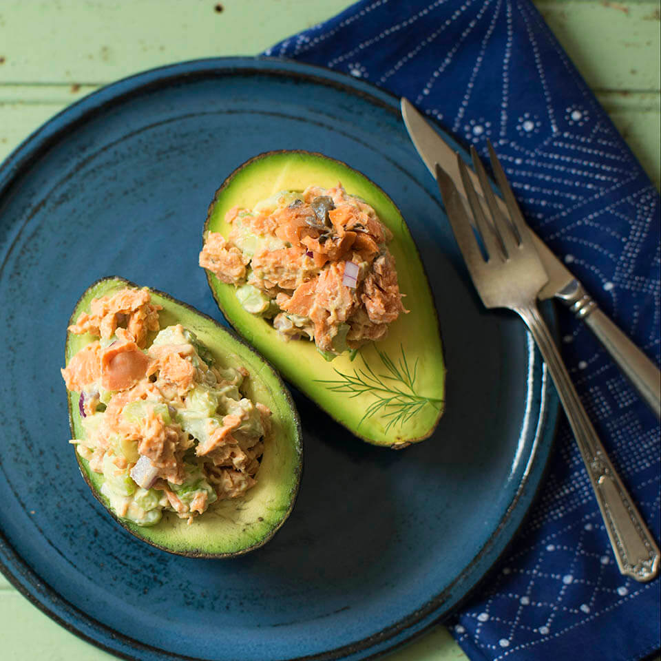 Salmon Salad inside an Avocado