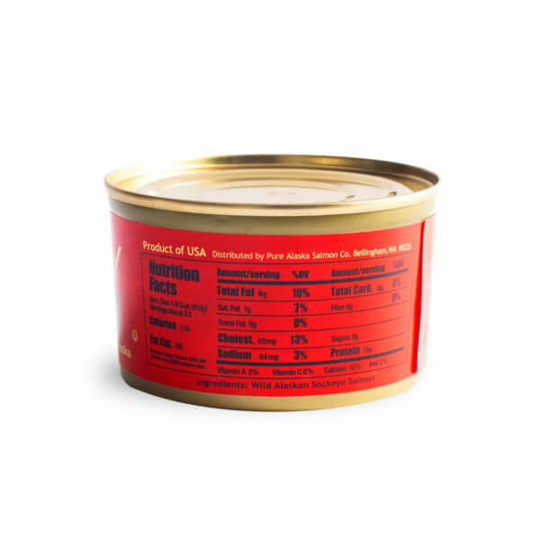 back label for Redhead no salt added canned salmon