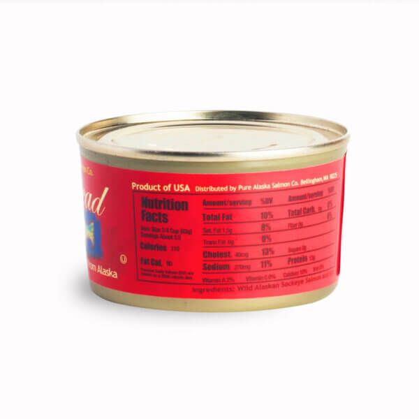 back label for Redhead traditional canned salmon