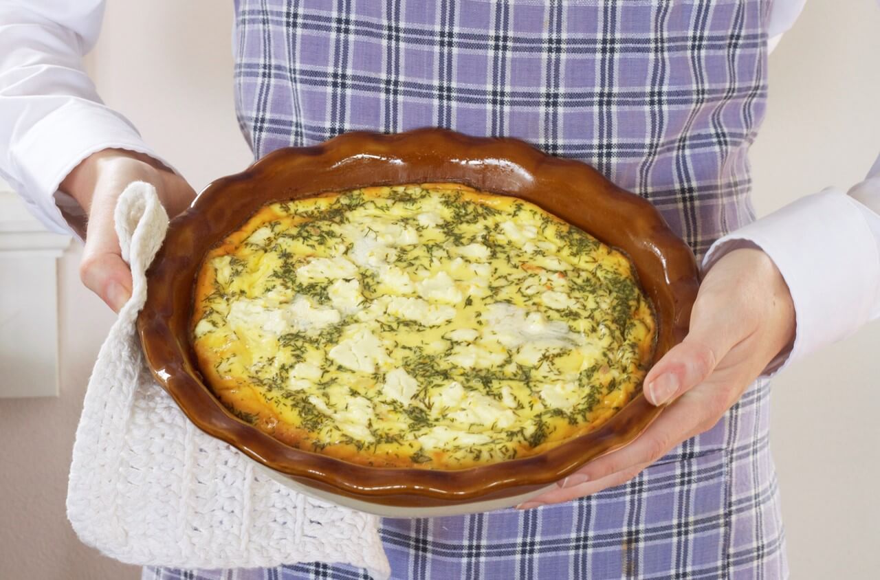 WILD CANNED SALMON QUICHE in Baking Dish