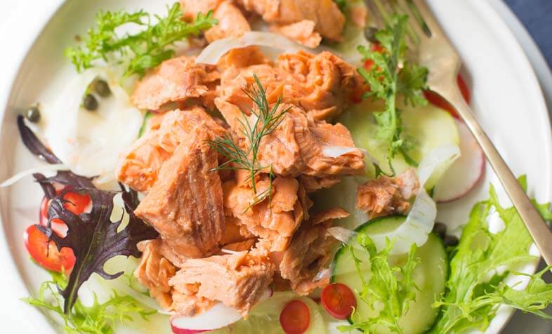 A salad made with canned wild Alaska salmon